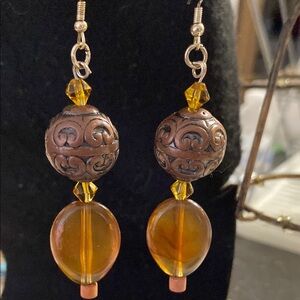 Elegant Amber and Bronze Earrings